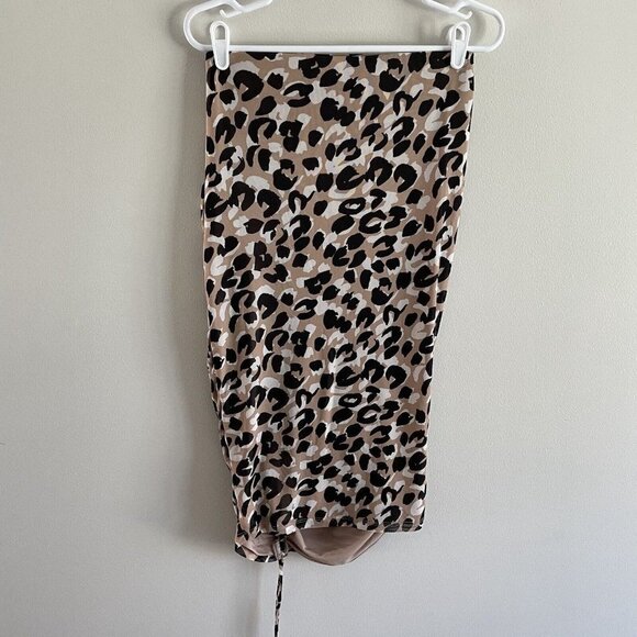 Calvin Klein Women S Animal Print Elastic Waist Tie Gather Sides Midi Skirt NWT - Picture 4 of 9